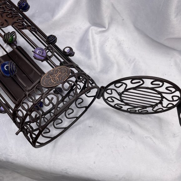 2009 Epic Products Wine Bottle Cork Cage Whimsy 14" Metal w/Glass Beads - Picture 6 of 9